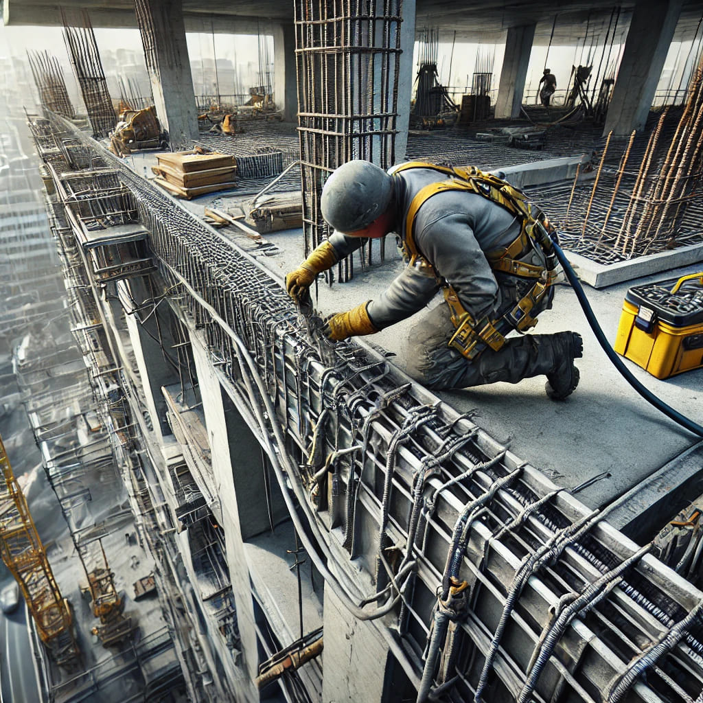 DALL·E 2025-03-25 01.09.58 - A highly realistic image of a construction worker performing retrofitting job work on a building